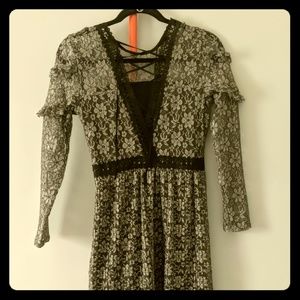 Topshop lace black with grey overlay dress